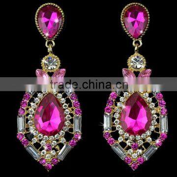 2015 Fashion Costume Jewelry Natural Amethyst Druzy Earring Arete Para Novia Cristal Crystal With Diamante photo-4