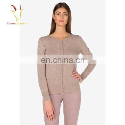 European Private Label Cardigan Pure Cashmere Wool Sweater for Ladies