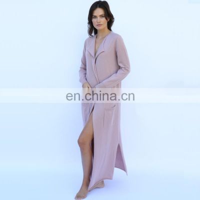 Winter Women's Cashmere Wool Robe Sleep Housecoat