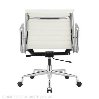 High End Eames Aluminium Group Computer Chair Leather Eames Office Middle Back Chair photo-4