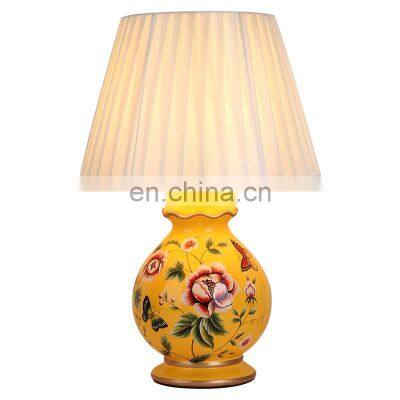 Chinese style flower and bird pattern ceramic table lamp hotel table lamp bedroom lamp