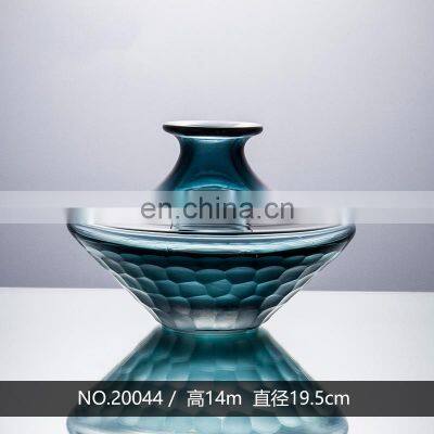 High Quality Decorative Green Handmade Transparent Glass Vase Centerpiece For Home Decor Clear Decoration photo-2