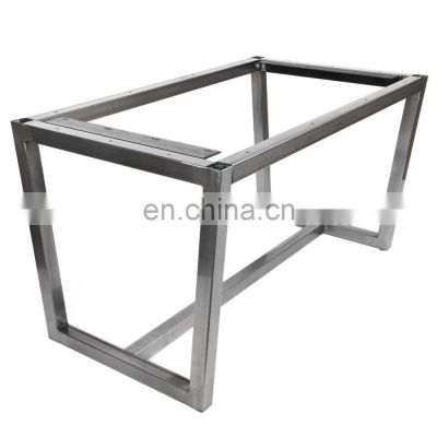 Simple Style Brushed Stainless Steel Trapezoid Square Tube Table Legs Office Corner Metal Dining Restaurant Base Table Frame