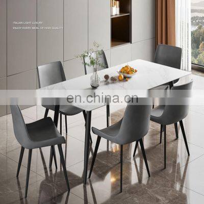 Marble Top Dining Table Chair Modern Luxury Dinning Room Furniture New Household Rectangular Restaurant Set Marble Dining Tables