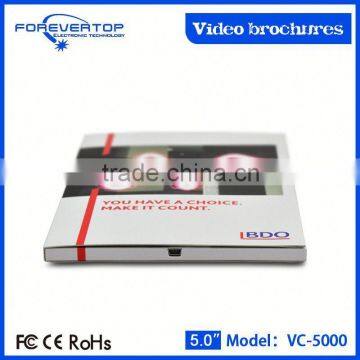 New arrived 5 inch hot sales ad display lcd video brochure with factory supply