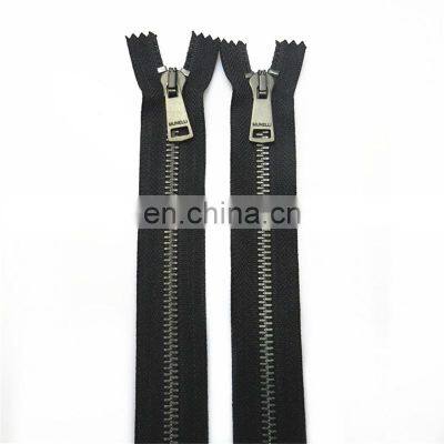 Wholesalers Clothing Accessories Nickle Zipper 5 Black Large Big Teeth Metal Zipper For Jacket