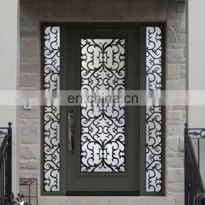 Cheap price modern safety main entrance waterproof wrought iron grill single security gate door design