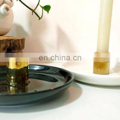 Wholesale Home Decor Inspirational Ceramic Bandejas White Black Gild Ceramic Candle Bowl Candle Holders For Nordic Home Decor photo-2