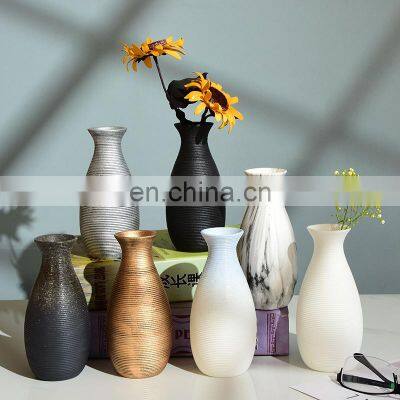 Modern Classic Desktop Ceramic Bottle Metal Wedding Classic Vases Antique Ceramic Deco Modern Orchid Textured Vase