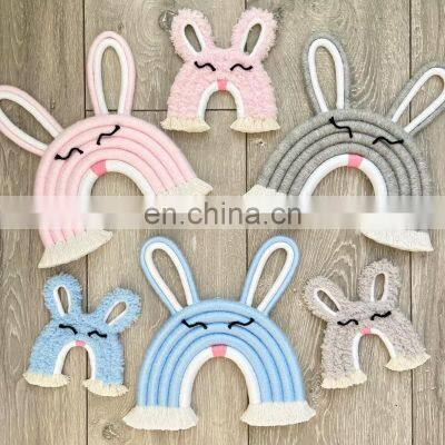 Hot Sale Bunny Rabbit Macrame Wall Hanging Rainbow Wall Decor, Boho Nursery Baby Room Decor Vietnam Supplier