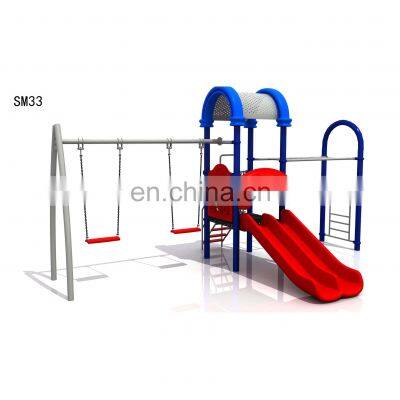 Children Plastic Toy Amusement Park Rides Games Equipment Outdoor Kids Playground Slide Playsets with Swing Set