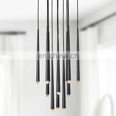 Industrial Style Metal Rod Multi-angle faceted Crystal Pendants Lighting For Living Room Dining Room Kitchen Island Foyer Lobby