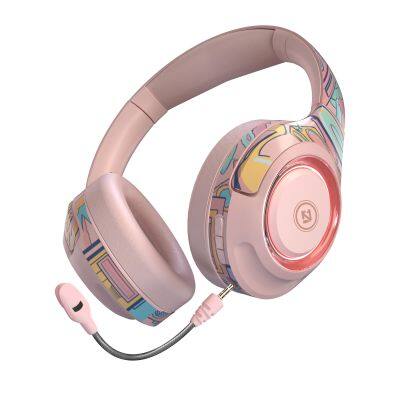 Bluetooth 5.0 Gaming Earphone RGB HIFI Stereo Bass Wireless Headphones With Mic Sports Headset for PS4 Playstation 5 Phone PC