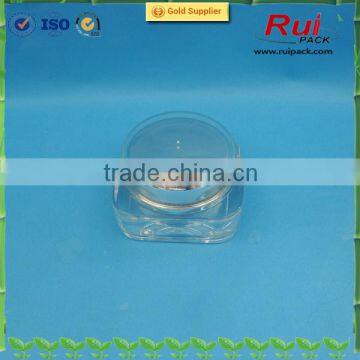 cosmetic clear square shape acrylic plastic jar with plastic cap