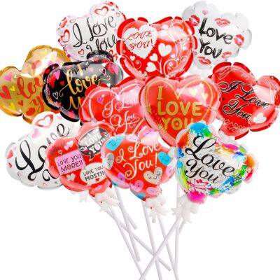 New Love Self Exploding Aluminum Film Balloon Self Inflating with Bow Tie Bracket Single Party Children's Toy Balloon