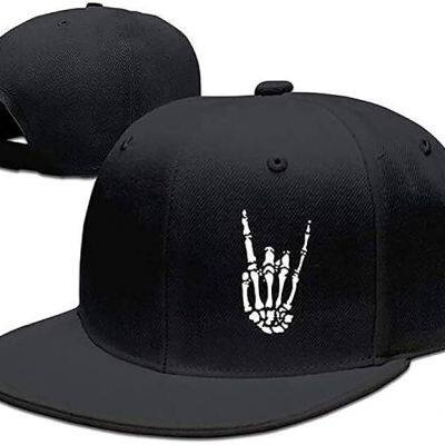 Snapback Hats for Men Baseball Cap Adjustable Flat Bill Trucker Dad Gift Skull Hat Skeleton Hand Snap Backpack