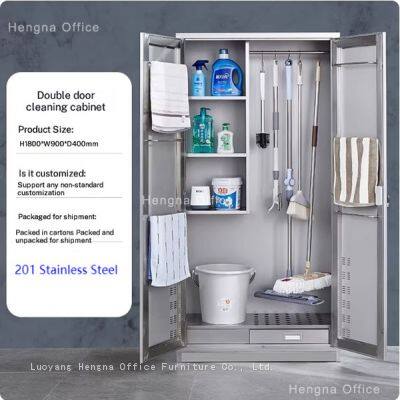 Heavy-Duty Janitorial Cleaning Cabinet | With Shelves and Drying Rod ,Waterproof | for Office & Commercial Spaces photo-5