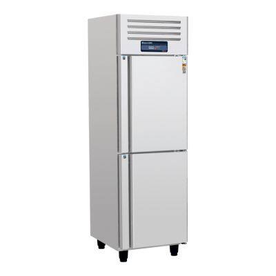 Refrigerador de puerta de vidrio industrial, refrigerador o congelador vertical de doble pequeña puerta de estilo europeo