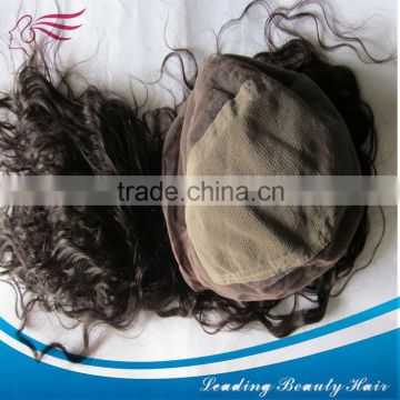 Good quality and tangle free cheap Natural hair half handtied Swiss lace wig