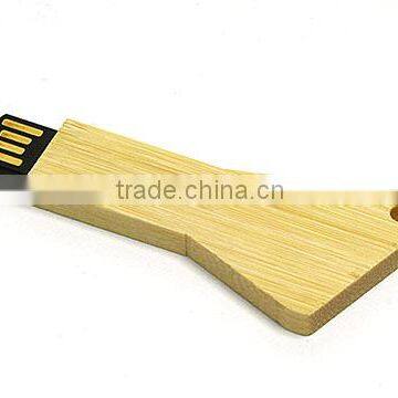 Key shape Engraving logo wood usb flash drive 8G A grade memory