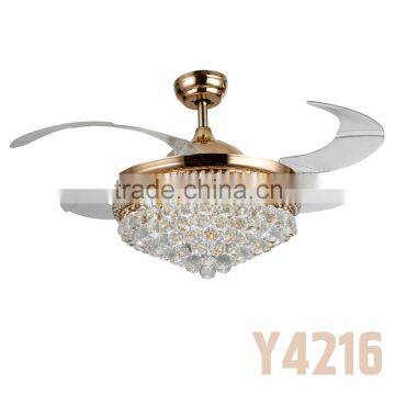 Luxury Crystal Light Contemporary Ceiling Fan Manufacturing