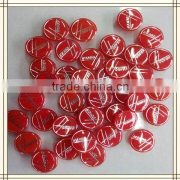 Bronzing hot stamp label/metal logo tag label with anti-allergen and complete seal words