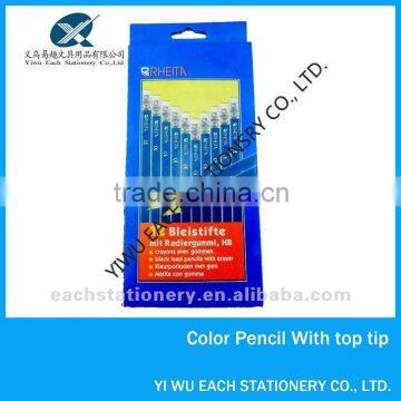 12pcs 7inch HB Pencil With Eraser Top Set
