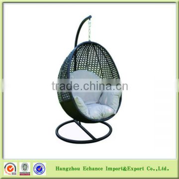 Cheap PE rattan hanging cocoon egg chair with stand and cushion/hanging egg chair-FN4117