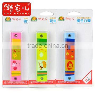 Fashion Small Toy Lovable Green Backgroud Animal Design Harmonica 3 Year's Old Kids Toy Musical Instrument Wooden Mouth Organ photo-6