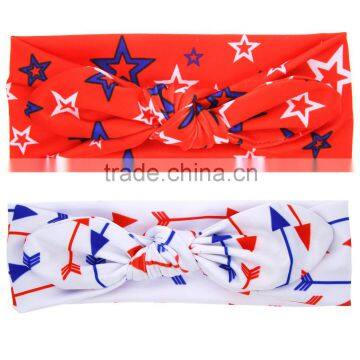 Hot-sales Kids Turban Knotted Headband for 4th of July Fashion Baby Cotton Hair Bands Wh-1742 photo-4
