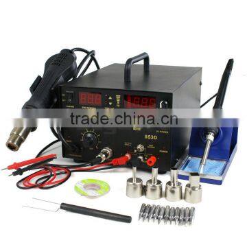 3in1 853D SMD DC Power Supply Hot Air Iron Gun Rework Soldering Station Welder