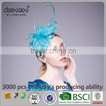 blue feather fascinator of sinamay