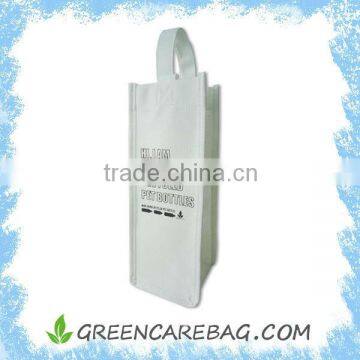 160gsm White RPET Non-woven Promotional Wine Bottle Bag with Polyester Thread