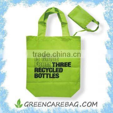 Recycled PET Polyester Green Tote Supermarket Bag Foldable