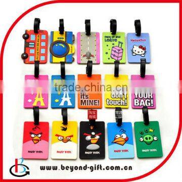 Europe popular custom logo printed soft pvc colored luggage tags