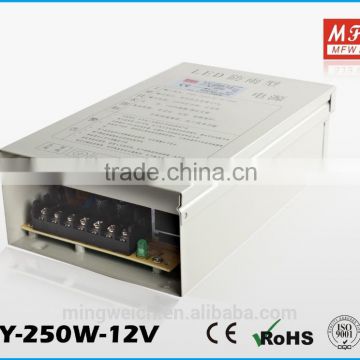 IP65/IP45 ac/dc 250W Rainproof led power supply with pfc