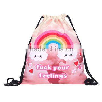 3D printing backpack drawstring bag rainbow roses princess salamanders printing Backpacks full print with travel bags