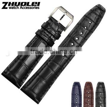 Customize Crocodile Leather Watch Bracelet 20mm 21mm 22mm black brown blue Wholesale 1PCS
