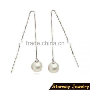 >> 2016 New elegant pearl drop threader earrings/
