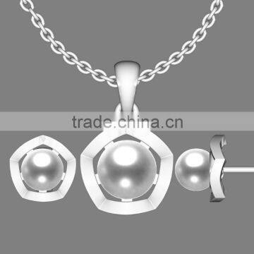 Infinite cheap pearl stone necklace and earring brass jewelry set with plating