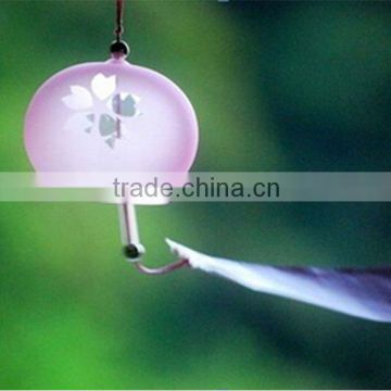 pink frosted wind chime with clover