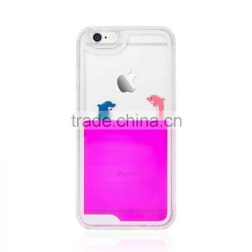 Swimming Floating Dolphin Fish Liquid Novelty Hard Phone Case For IPhone 6s 6 Plus photo-3