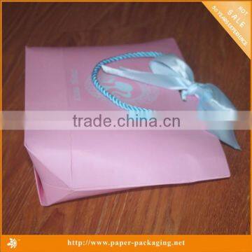 Pink color recyclable shopping bags brown paper bag