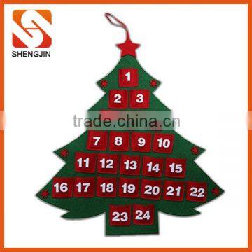 SJ-6859 Custom Felt Christmas Advent Calendar,Handmade tree shape hangging Calendar