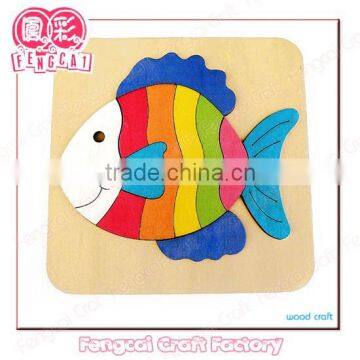 Colorful fish educational puzzle for kids [Wooden craft in laser cut and engraving]