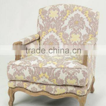 Classic Hand Carved Nail desigend Cotton Fabric Leisure Living Soft Bag Armchair(CH-299-OAK)