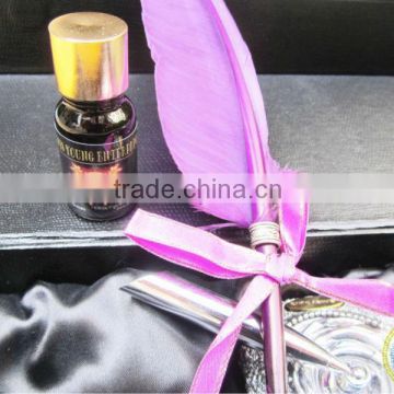 Fashionable Promotional Gift Custom Purple Quill Pen Set