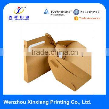 China OEM Primary Kraft Paper dessert Box with Handle & Bowknot Dessert Packing Box Customized Brown kraft Paper Box