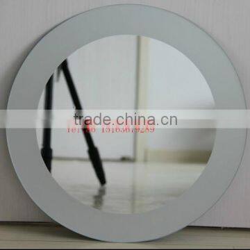 40x40cm round white border silk printing frameless glass mirror
