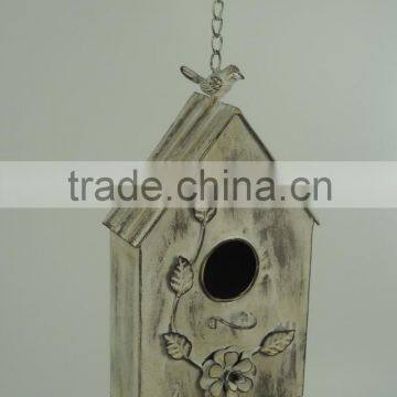 Shabby and chic hanging metal bird house wholesale